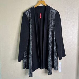 NEW IC by Connie K Crinkle Textured Open Cardigan Womens XXL Lagenlook Artsy